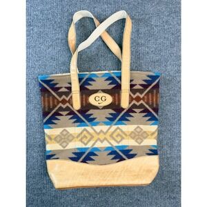 Coast Range Studio Vintage Wool‎ Leather Tote Bag Southwestern Oregon Handmade